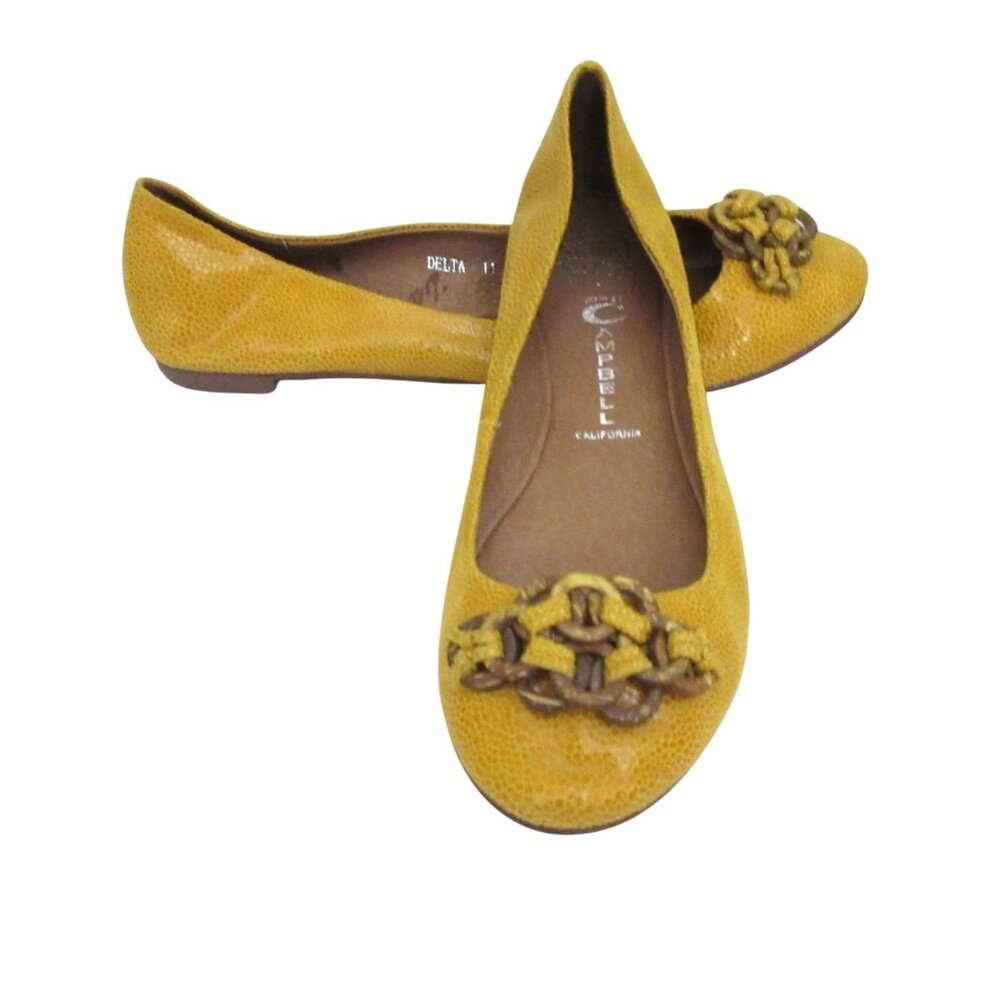 Jeffrey Campbell Ibiza Last Mustard Yellow Leather Flats Size 11M
